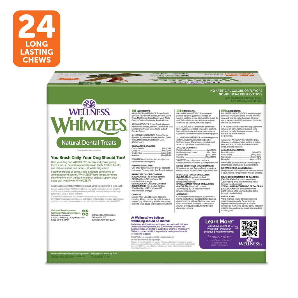 WHIMZEES Variety Value Box Large Dental Dog Treat - Natural, Grain Free, 24 Count