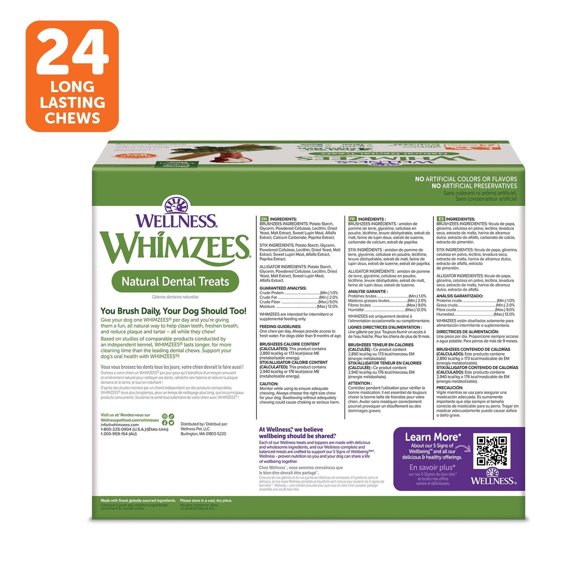 WHIMZEES Variety Value Box Large Dental Dog Treat - Natural, Grain Free, 24 Count