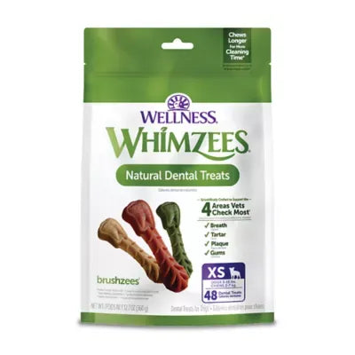 WHIMZEES Brushzees Extra Small Dental Dog Treat - Natural, Grain Free