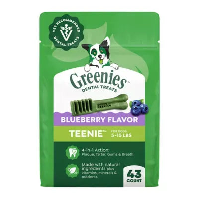 Greenies™ Adult Teenie Dog Dental Treats - Natural, Oral Health, Blueberry