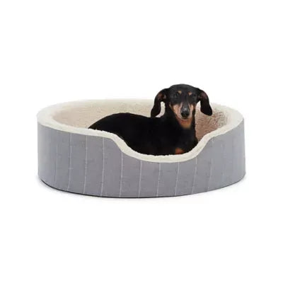 Top Paw® Orthopedic Cuddler Striped Dog Bed, Grey & Tan, Medium, Large, 28Lx22W, 38Lx30W
