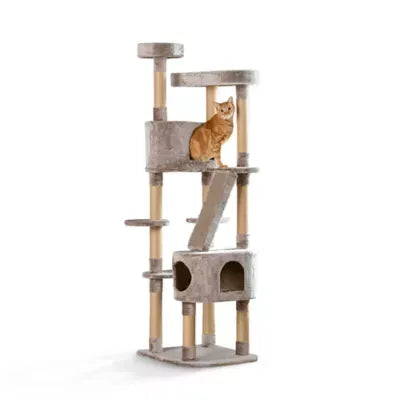 Whisker City® 70-in Plush Mansion Multi 5-Level Cat Tree with Scratching Posts, Corrugate Scratcher