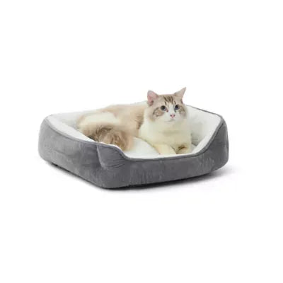Whisker City® Grey Rose Stitch Cuddler Cat Bed 18Lx22W