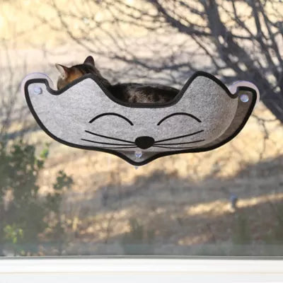 K&H Pet Products EZ Mount Kitty Face Cat Window Perch Bed, Sturdy Window Hammock w/ Washable Pad