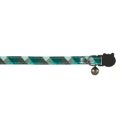 Whisker City® Green Plaid Cat Collar, Green & Black Cat Collar, Break-Away Collar, Multiple Sizes