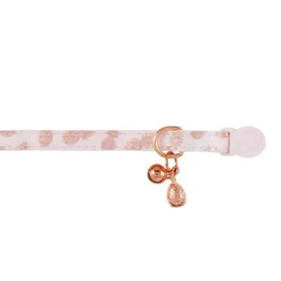 Whisker City® Pineapple Cat Collar, Pink & Rose Gold Cat Collar, Break-Away Collar, Multiple Sizes