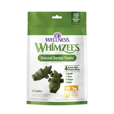 Whimzees Alligator Medium Dog Dental Treats - Vegetable