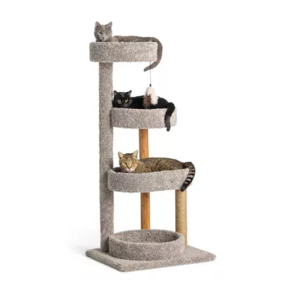 Whisker City® 51-in Treetop Terrace Carpet 4-Level Cat Tower w/ Scratching Post, Dangling Toy