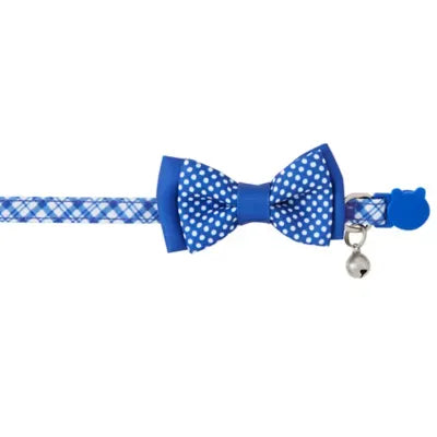 Whisker City® Blue Plaid Cat Collar, Easy Release Cat Collar, Breakway Collar, Kitten, Blue