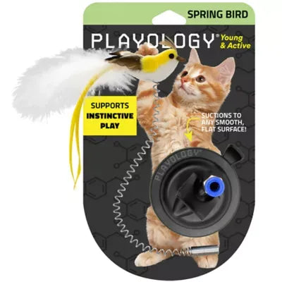 Playology Suction Cup Spring Bird Cat Toy