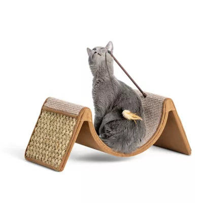 Whisker City® Scratch & Cradle - Catnip Cat Scratcher Woven Seagrass Brown, Tan 22.5x11x9.25in