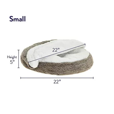 Top Paw® Faux Fur Grey Snuggler Cave Medium Dog Bed 22Lx22W