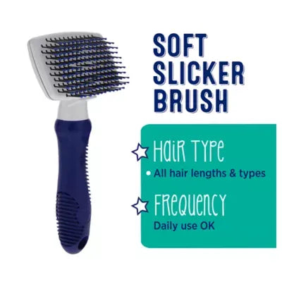 Whisker City® Self-Cleaning Soft Bristle Slicker Grooming Pet Brush