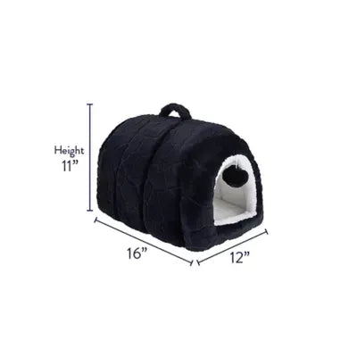 Whisker City® Navy Fur Cat Hide Hut Bed 16Lx12W