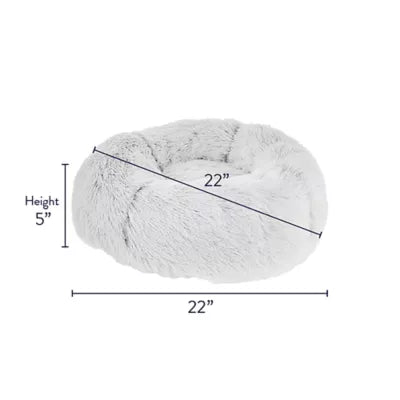 Whisker City® White Mohair Fur Donut Cat Bed 22Lx22W