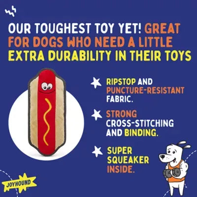Joyhound® Rip Roarin' Tough®' Hot Dog Plush Squeaker Dog Toy
