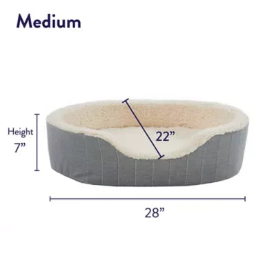 Top Paw® Orthopedic Cuddler Striped Dog Bed, Grey & Tan, Medium, Large, 28Lx22W, 38Lx30W