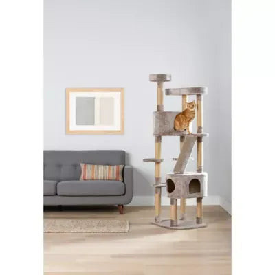 Whisker City® 70-in Plush Mansion Multi 5-Level Cat Tree with Scratching Posts, Corrugate Scratcher