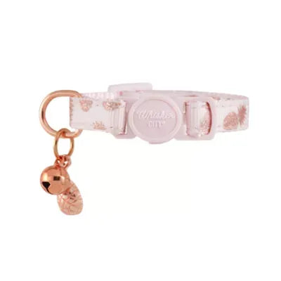Whisker City® Pink Pineapple Cat Collar, Easy Release Cat Collar, Breakaway Collar, Kitten, Rose