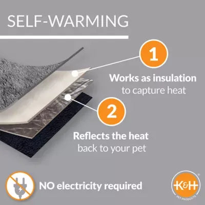 K&H Pet Products Self-Warming Grey Small Pet Pad 21Lx17W