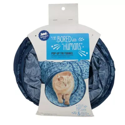 Whisker City® Blue Cat Print Pop-Up Tri Tunnel Cat Toy