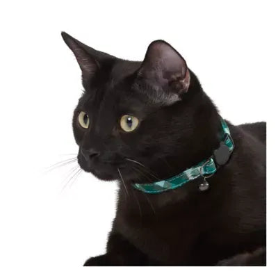 Whisker City® Green Plaid Cat Collar, Green & Black Cat Collar, Break-Away Collar, Multiple Sizes