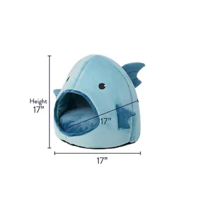 Whisker City® Blue Fish Character Hut Cat Bed 17Lx17W