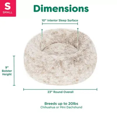 FurHaven Tan Medium Calming Cuddler Donut Pet Bed - Driftwood 23Lx23W