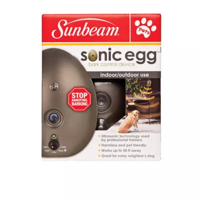Sunbeam Ultrasonic Egg Dog Bark Control Device - up to 50 ft range