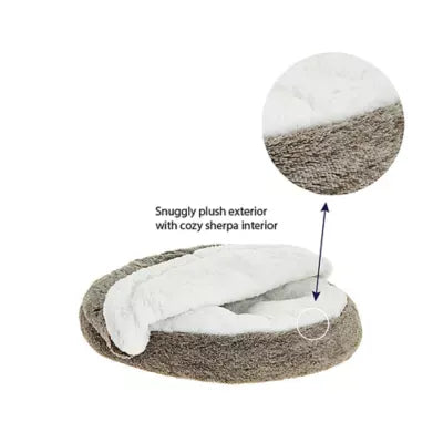 Top Paw® Faux Fur Grey Snuggler Cave Medium Dog Bed 22Lx22W