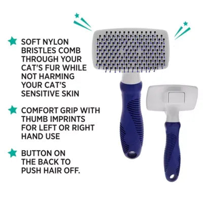 Whisker City® Self-Cleaning Soft Bristle Slicker Grooming Pet Brush