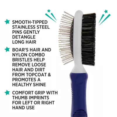 Whisker City® 2-in-1 Pin & Bristle Double-Sided Combo Grooming Pet Brush
