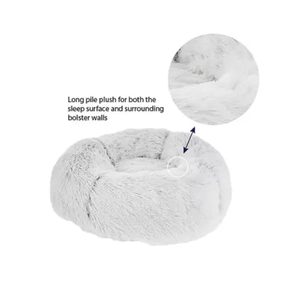 Whisker City® White Mohair Fur Donut Cat Bed 22Lx22W