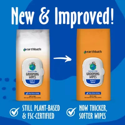 earthbath® Oatmeal & Aloe Dog Grooming X-Large Wipes - Vanilla & Almond 100ct