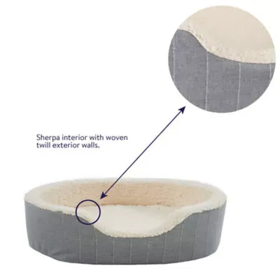 Top Paw® Orthopedic Cuddler Striped Dog Bed, Grey & Tan, Medium, Large, 28Lx22W, 38Lx30W