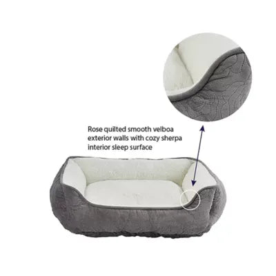 Whisker City® Grey Rose Stitch Cuddler Cat Bed 18Lx22W