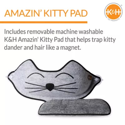 K&H Pet Products EZ Mount Kitty Face Cat Window Perch Bed, Sturdy Window Hammock w/ Washable Pad