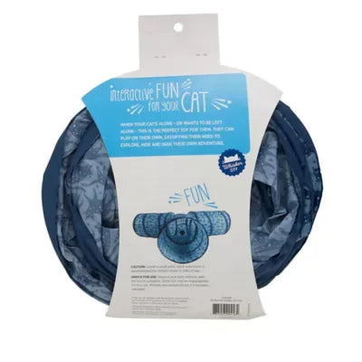 Whisker City® Blue Cat Print Pop-Up Tri Tunnel Cat Toy