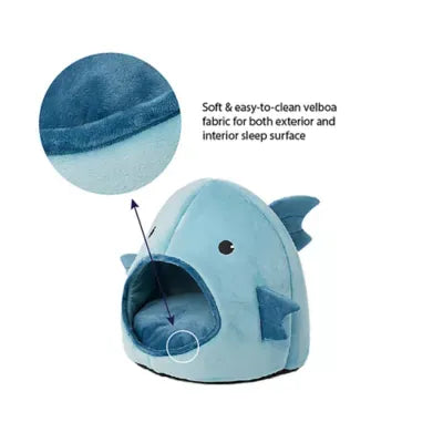 Whisker City® Blue Fish Character Hut Cat Bed 17Lx17W