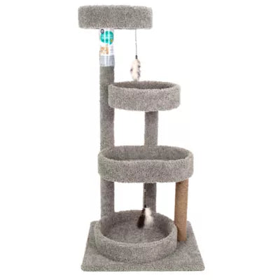 Whisker City® 51-in Treetop Terrace Carpet 4-Level Cat Tower w/ Scratching Post, Dangling Toy