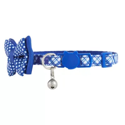 Whisker City® Blue Plaid Cat Collar, Easy Release Cat Collar, Breakway Collar, Kitten, Blue
