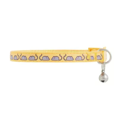 Whisker City® Mice Cat Collar, Yellow & Gray Cat Collar, Break-Away Collar, Multiple Sizes