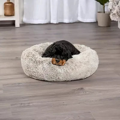 FurHaven Tan Medium Calming Cuddler Donut Pet Bed - Driftwood 23Lx23W