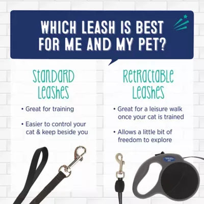 Whisker City® Cat Leash, Walking Cat Leash, Kitten Leash, Black, 6' Long