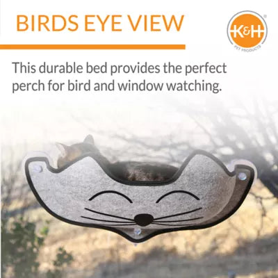 K&H Pet Products EZ Mount Kitty Face Cat Window Perch Bed, Sturdy Window Hammock w/ Washable Pad