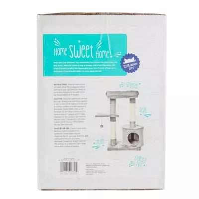 Whisker City® 29.5-in Laid-Back Lookout with Catnip 2-Level Cat Tree, Cat Scratching Post, Grey