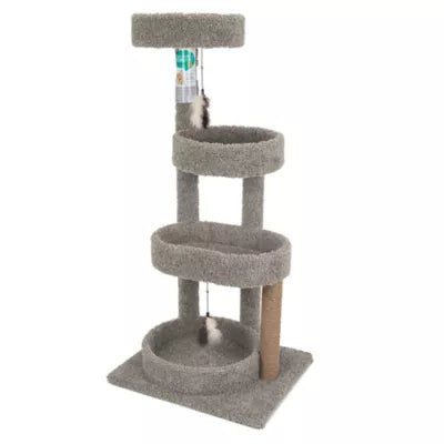 Whisker City® 51-in Treetop Terrace Carpet 4-Level Cat Tower w/ Scratching Post, Dangling Toy