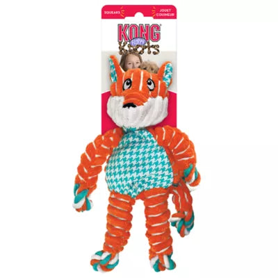 KONG® Floppy Knots Fox Rope Plush Squeaker Dog Toy