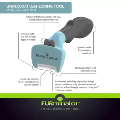 FURminator® Undercoat deShedding Cat Brush for Long Hair, Reduces Loose Hair from Shedding