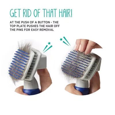 Whisker City® Self-Cleaning Soft Bristle Slicker Grooming Pet Brush